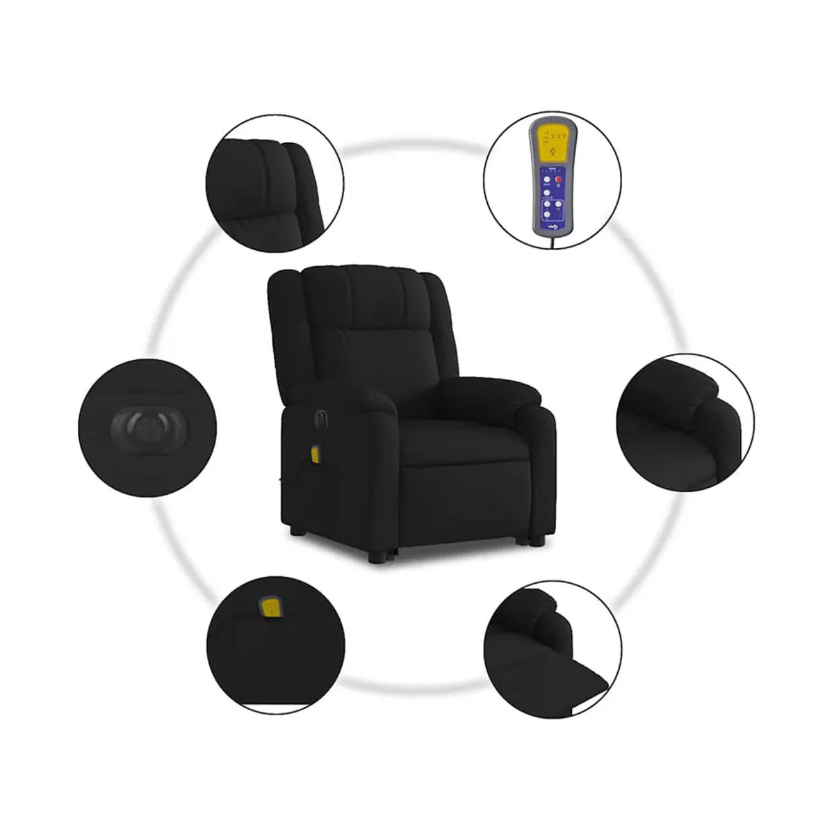 Vidaxl Elektrischer Massagesessel mit Aufstehhilfe in Schwarz - Bild 7