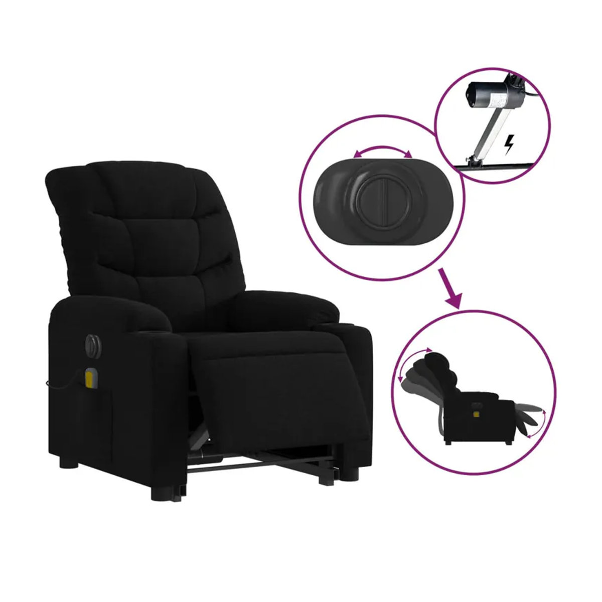 Vidaxl Elektrischer Massagesessel mit Aufstehhilfe in Schwarz - Bild 2