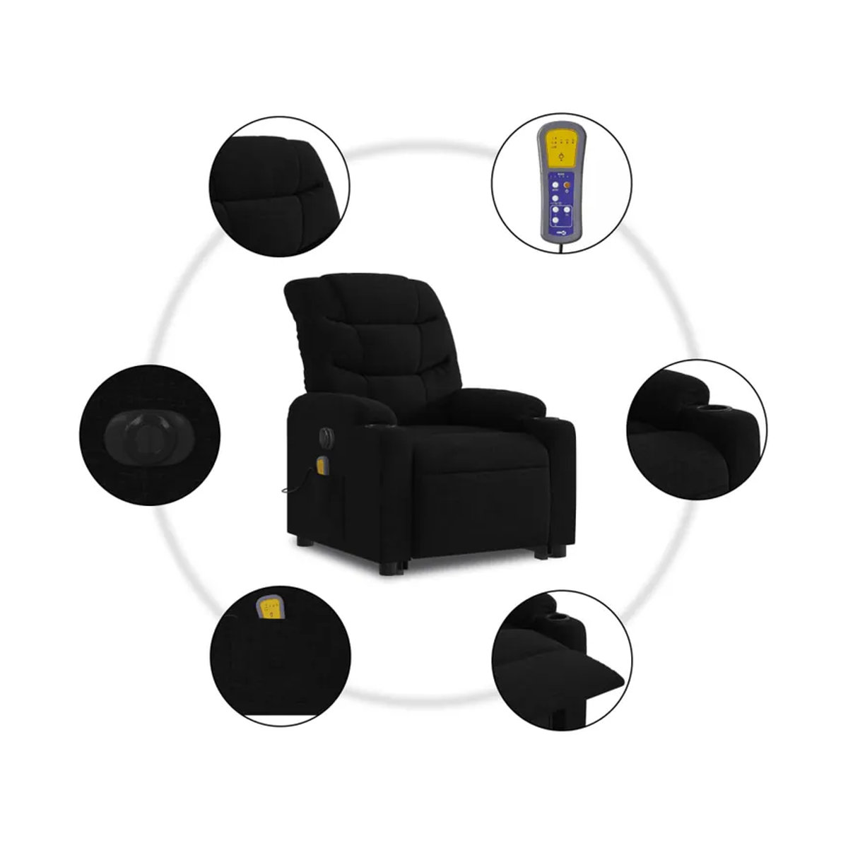 Vidaxl Elektrischer Massagesessel mit Aufstehhilfe in Schwarz - Bild 5