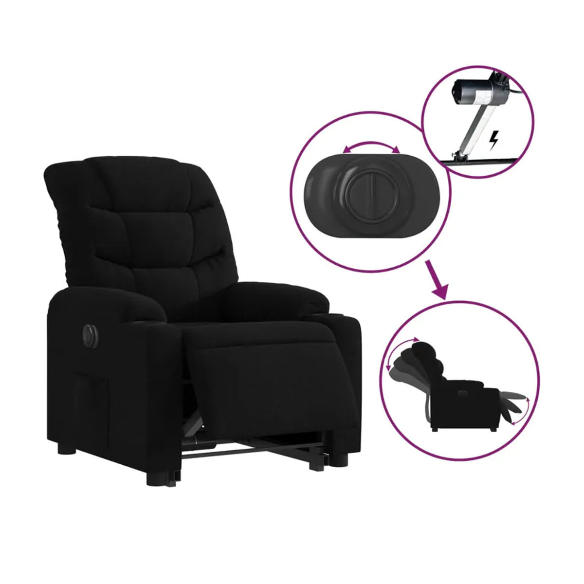 Vidaxl Elektrischer Massagesessel mit Aufstehhilfe in Schwarz aus Stoff - Bild 4