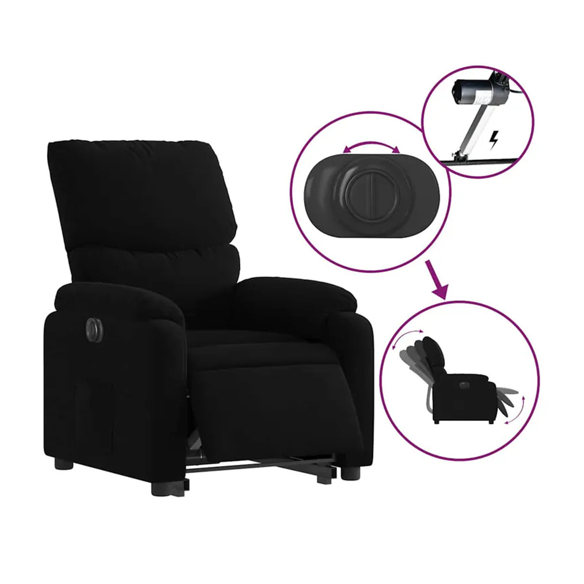 Vidaxl Elektrischer Massagesessel mit Aufstehhilfe in Schwarz im modernen Design - Bild 7