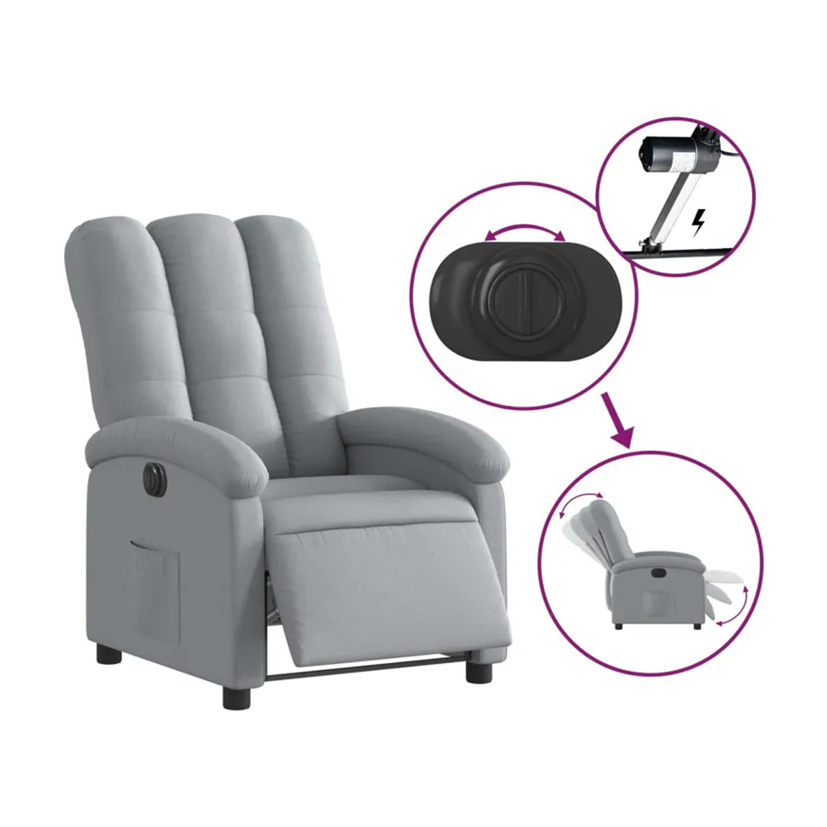 Vidaxl Elektrischer Relax-Sessel in Grau mit Stoffbezug - Bild 3
