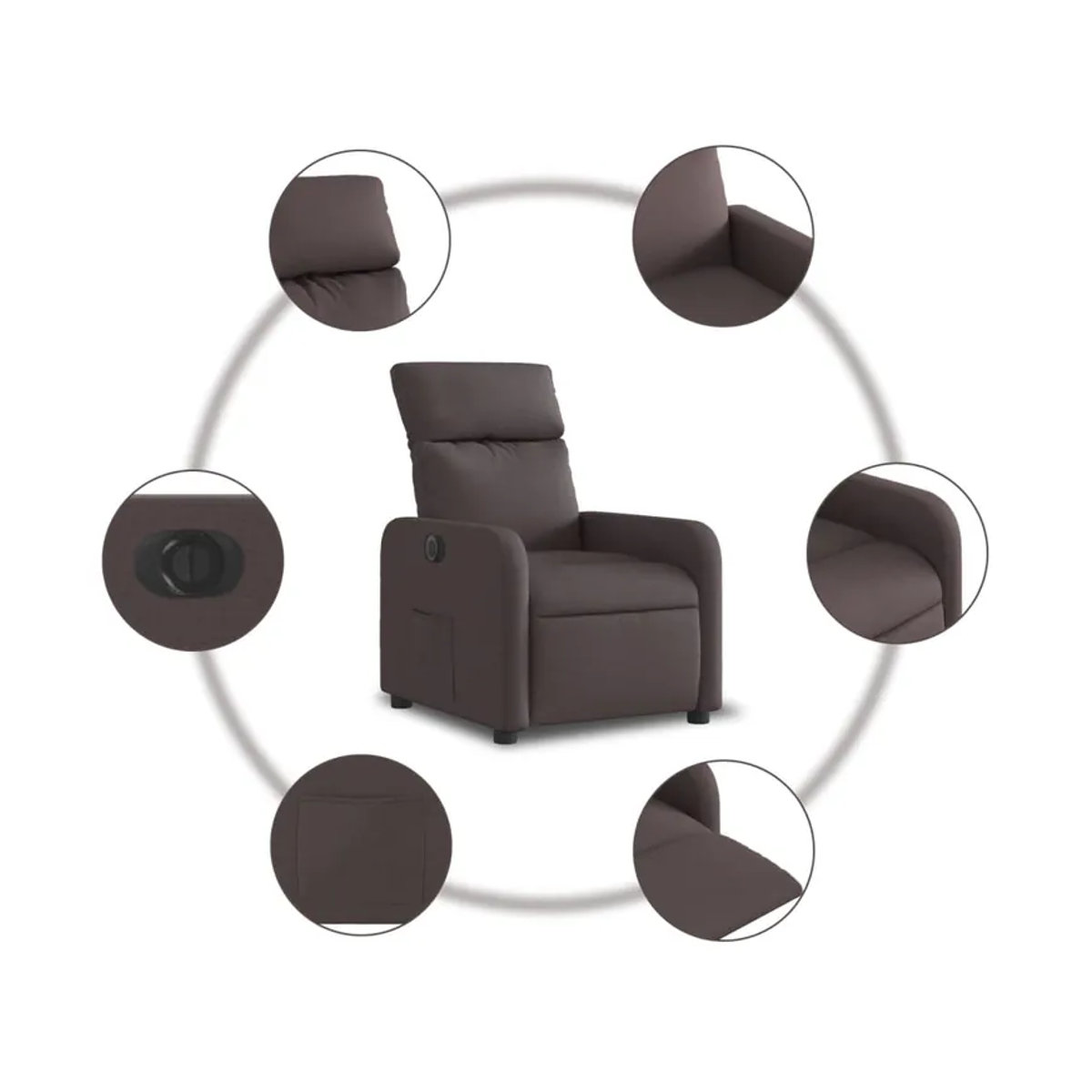 Vidaxl Elektrischer Relaxsessel in Braun mit Stoffbezug im modernen Design - Bild 7