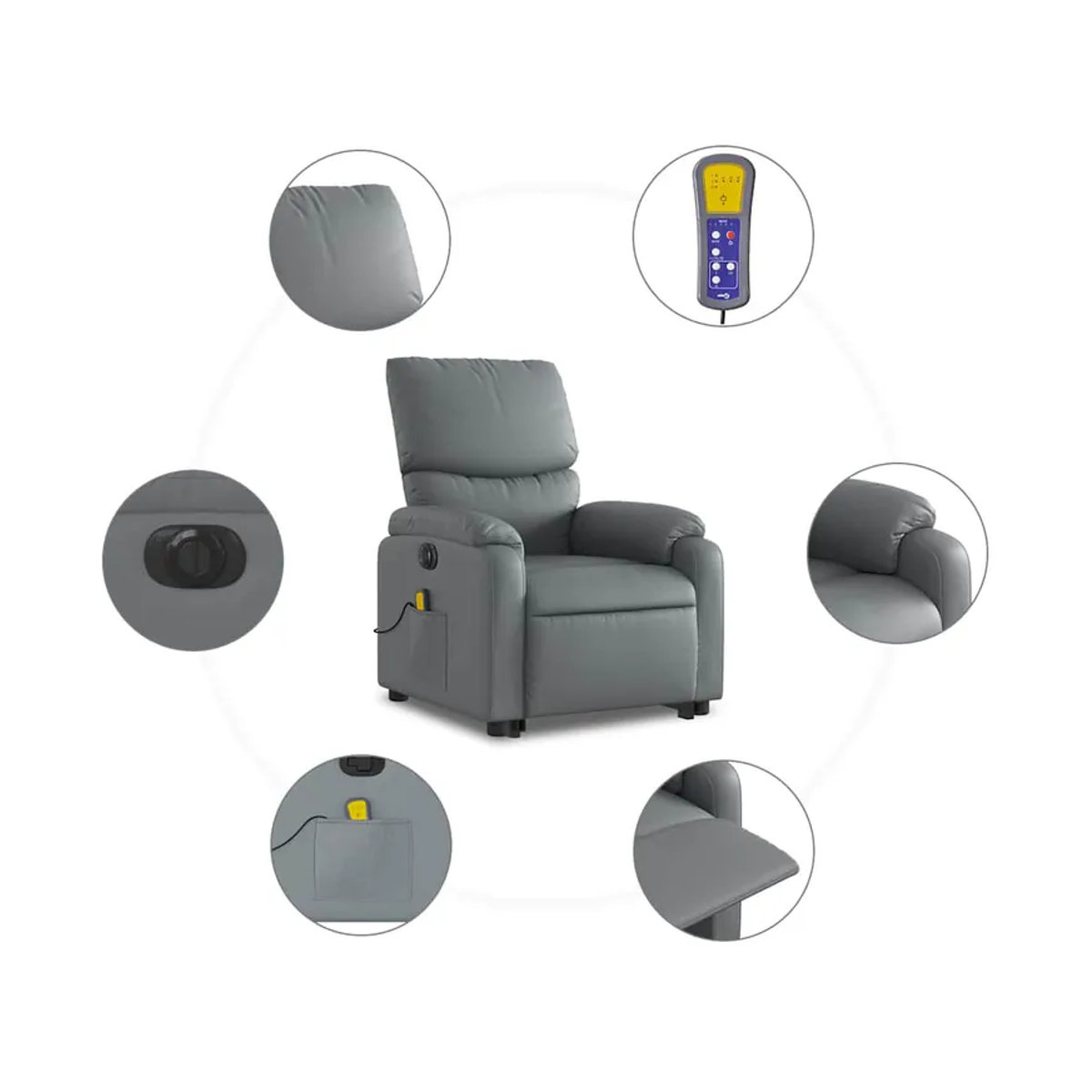 Vidaxl Elektrischer Relaxsessel mit Massagefunktion in Grau - Bild 3