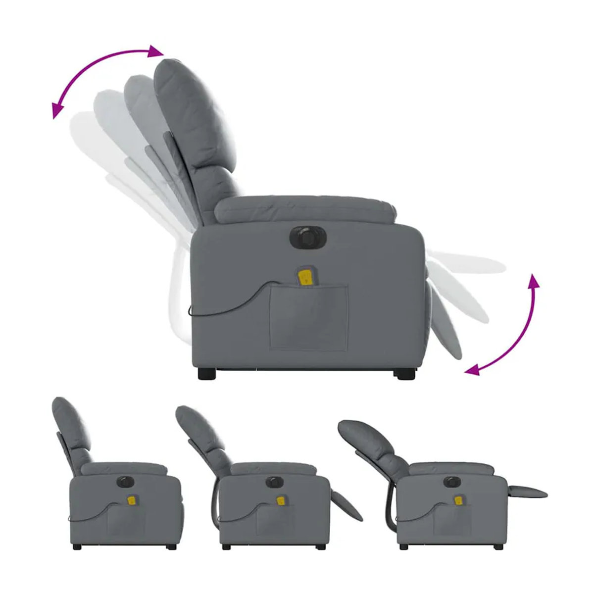 Vidaxl Elektrischer Relaxsessel mit Massagefunktion in Grau - Bild 5