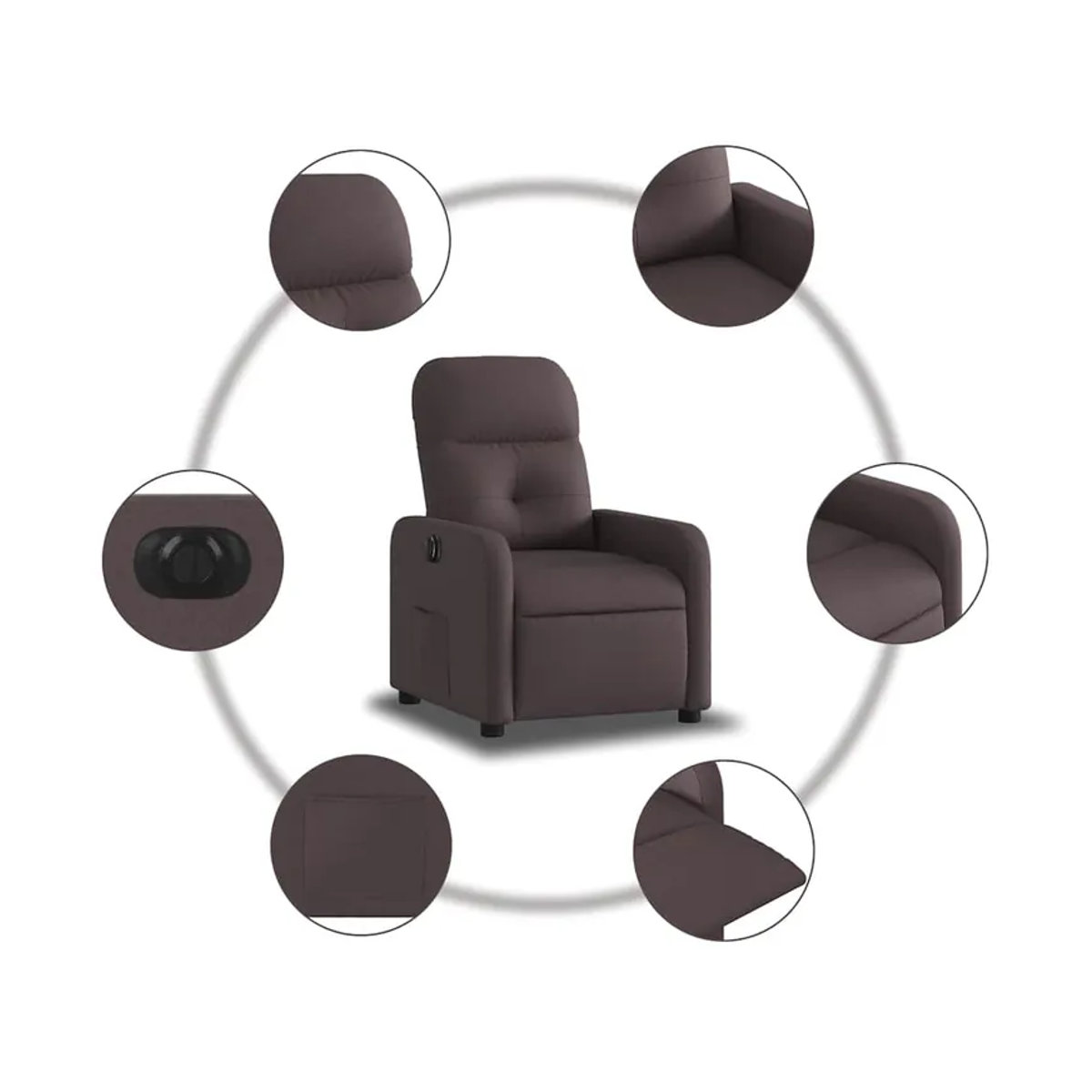 Vidaxl Elektrischer Relaxsessel Modern in Braun mit Stoffbezug - Bild 5