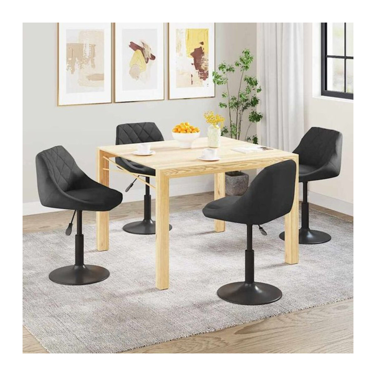 vidaxl Esszimmerstühle 4er Set Modern Schwarz Samt Drehbar - Bild 1