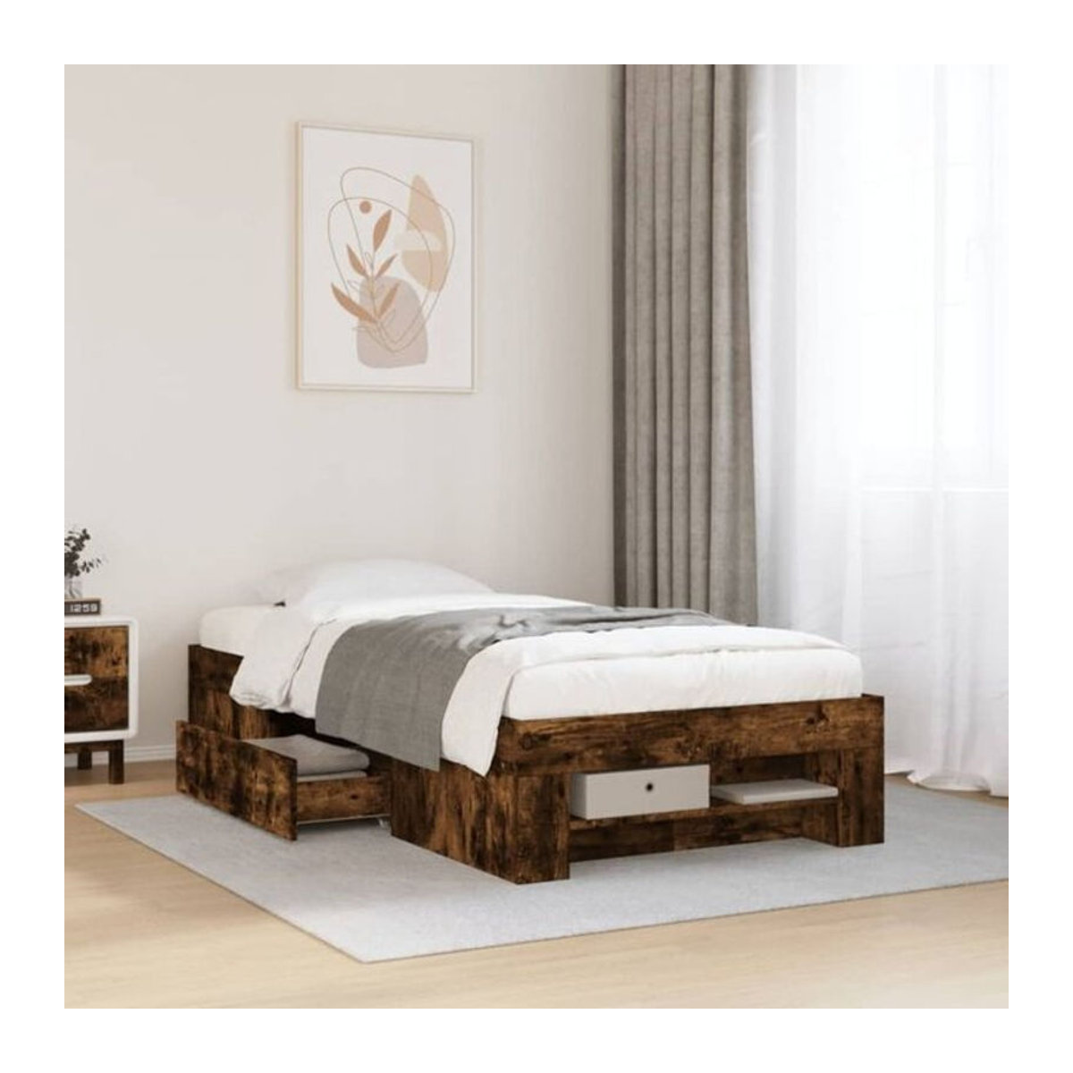 vidaxl Funktionsbett aus Holzwerkstoff in Braun, Bettgestell ohne Matratze, B/T/H: 90 x 200 cm - Bild 1