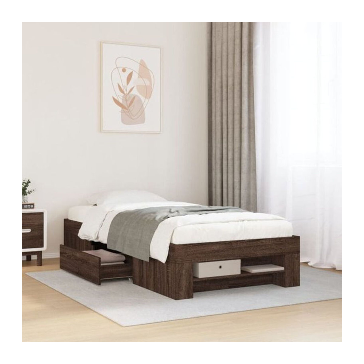Vidaxl Funktionsbett aus Holzwerkstoff in Braun, modernes Bettgestell ohne Matratze, B/T: 75 x 190 cm - Bild 1