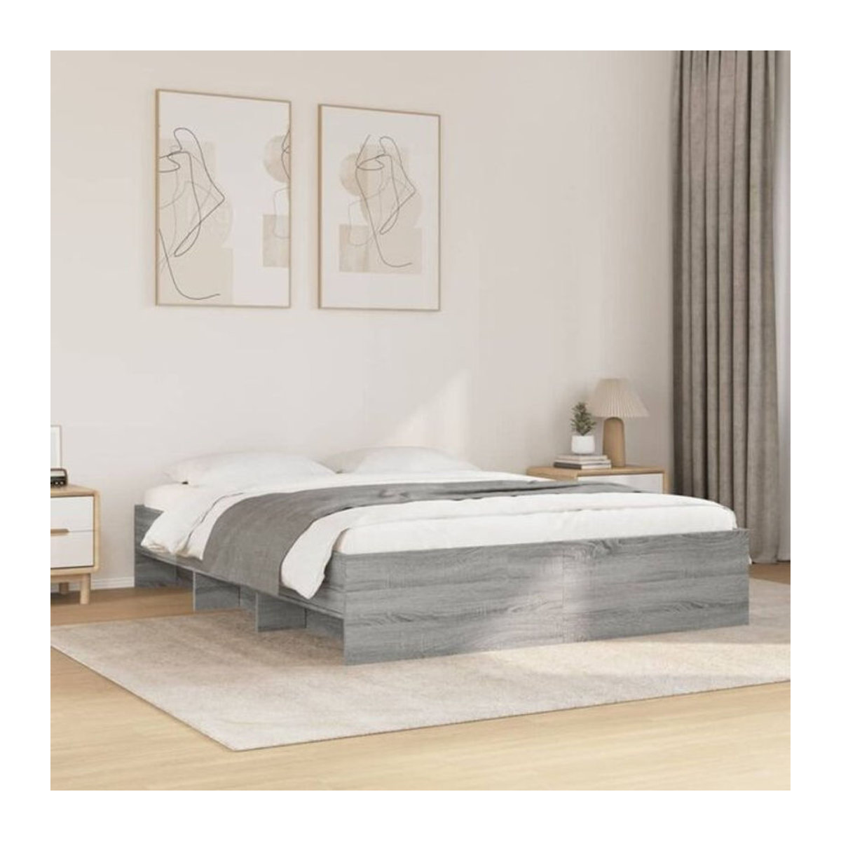 Vidaxl Funktionsbett aus Holzwerkstoff in Grau, B/T/H: 160 x 200 cm - Bild 1