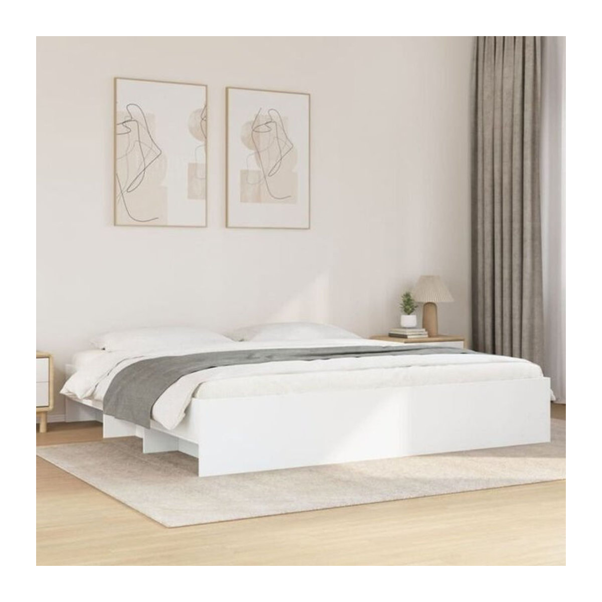 Vidaxl Funktionsbett aus Holzwerkstoff in Weiß, B/T/H: 200 x 203 x 35 cm - Bild 1