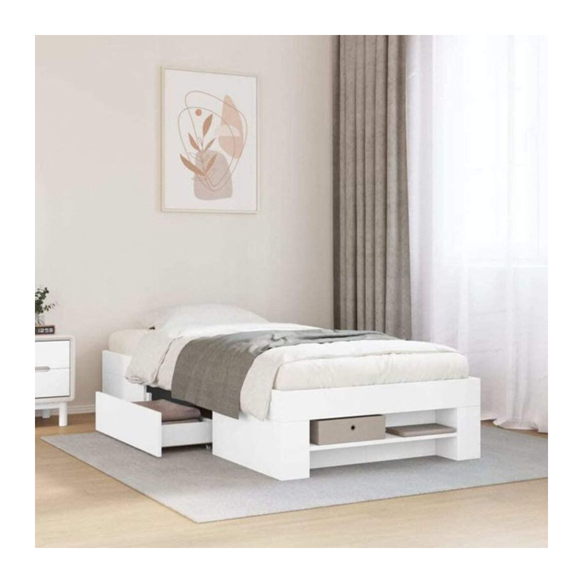 Vidaxl Funktionsbett aus Holzwerkstoff in Weiß, B/T/H: 75 x 190 cm - Bild 1