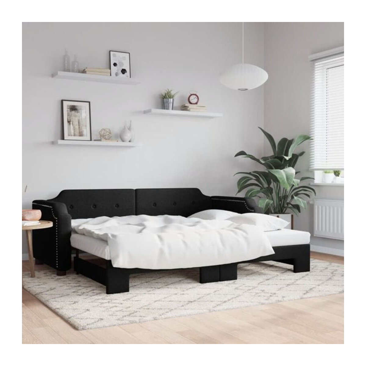Vidaxl Funktionsbett aus Stoff und Metall als ausziehbares Tagesbett in Schwarz B: 80 cm, L: 200 cm - Bild 1