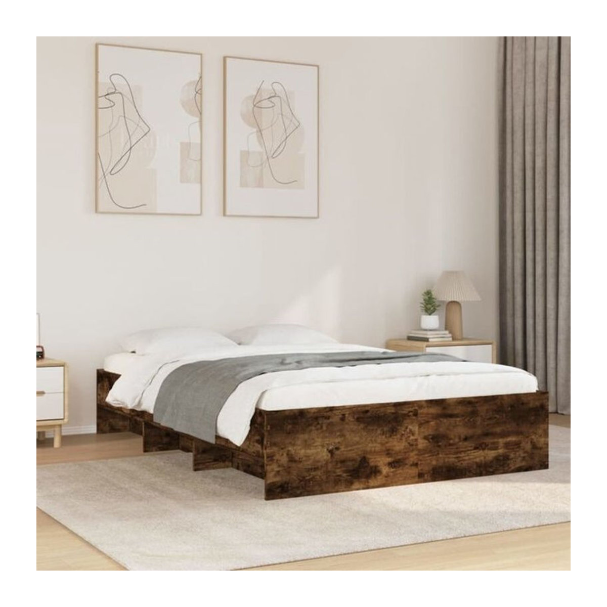 vidaxl Funktionsbett Bettgestell aus Holzwerkstoff in Braun, B/T/H: 140 x 190 cm - Bild 1