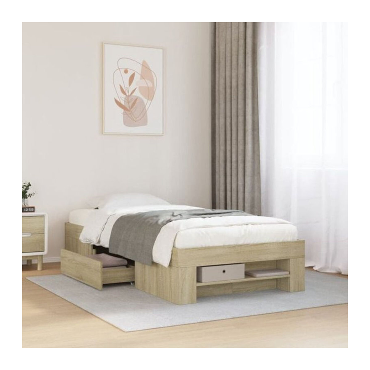 Vidaxl Funktionsbett Bettgestell aus Holzwerkstoff in Braun, B/T/H: 75 x 190 cm - Bild 1