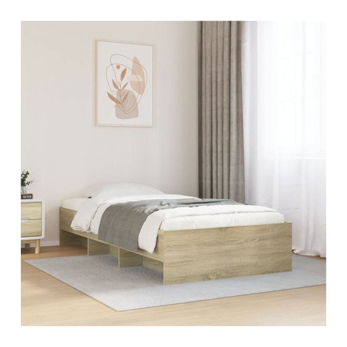 Vidaxl Funktionsbett Bettgestell aus Holzwerkstoff in Sonoma-Eiche Natur, B/T/H: 75 x 190 cm - Bild 1