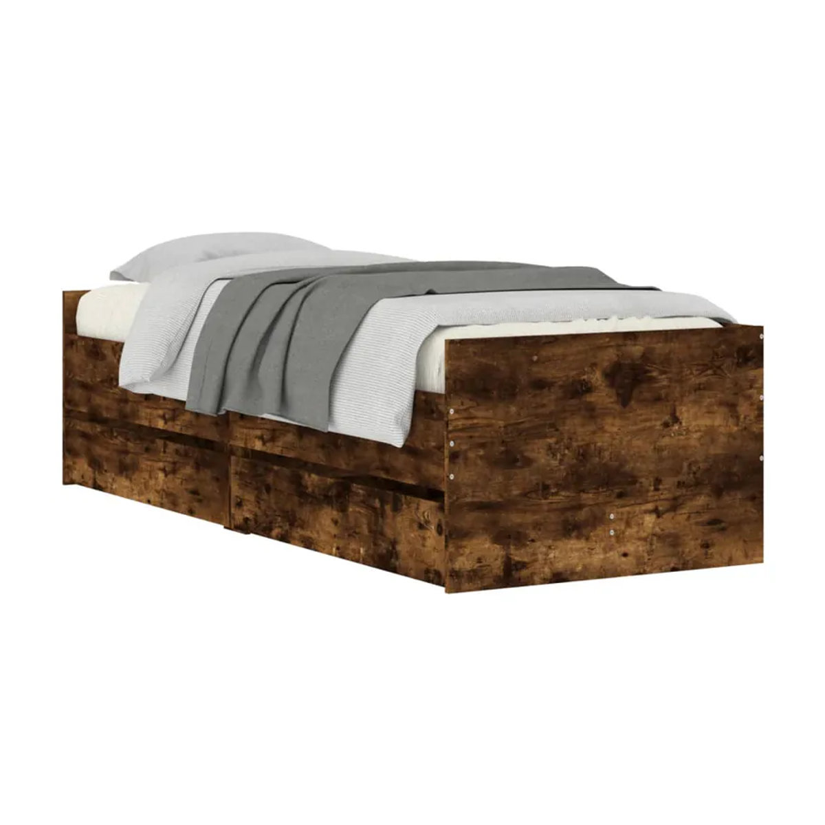 Vidaxl Funktionsbett Bettrahmen mit Schubladen aus Holzwerkstoff in Räuchereiche Braun, B/T: 100 x 200 cm - Bild 4