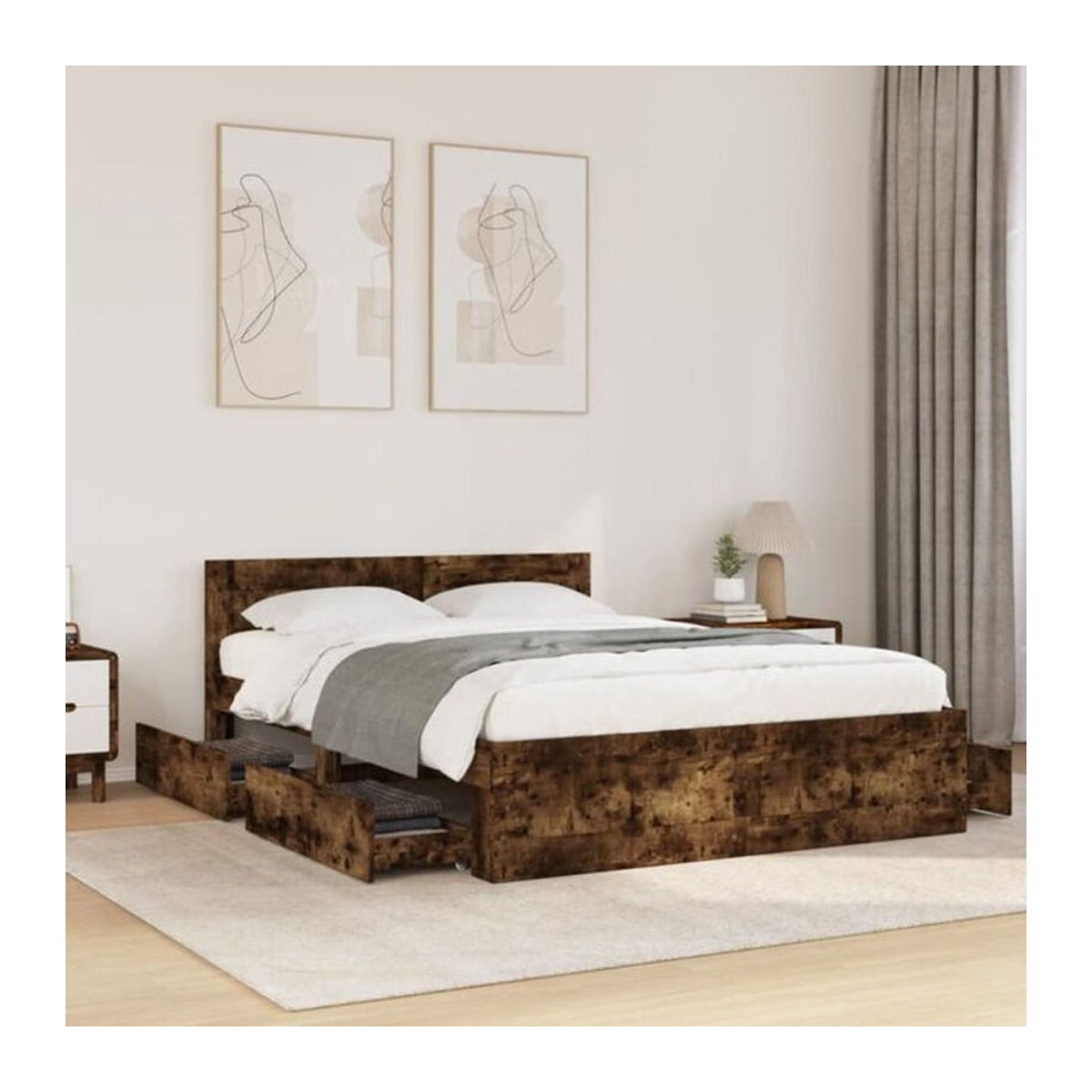 Vidaxl Funktionsbett mit Kopfteil aus Holzwerkstoff in Braun, B/T/H: 120 x 190 cm - Bild 1