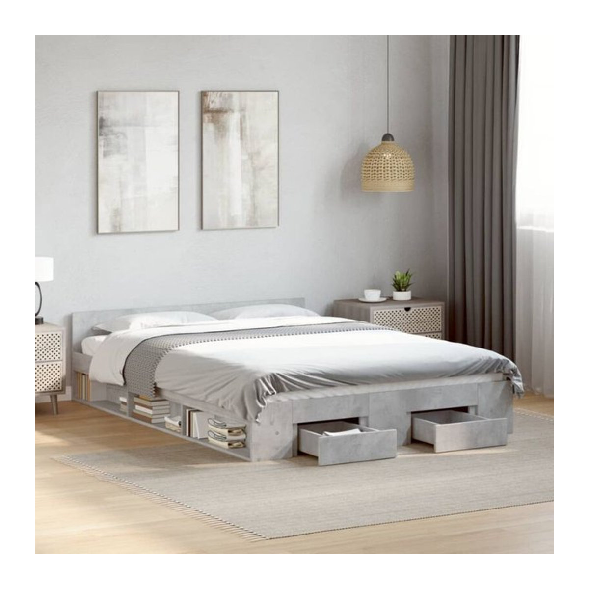 Vidaxl Funktionsbett mit Schubladen aus Holzwerkstoff in Grau, B/L: 120 x 190 cm - Bild 1