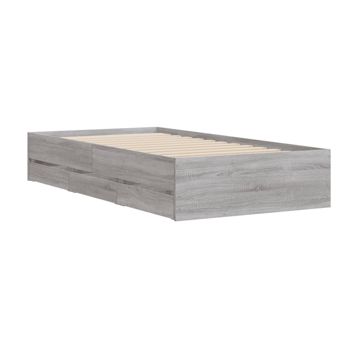 Vidaxl Funktionsbett mit Schubladen aus Holzwerkstoff in Grau, B/L: 75 x 190 cm - Bild 2