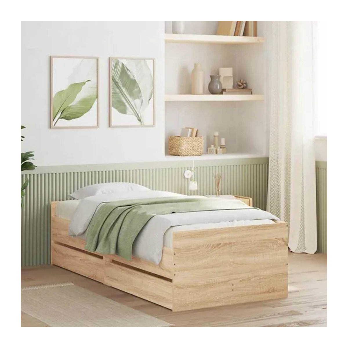 Vidaxl Funktionsbett mit Schubladen aus Holzwerkstoff in Sonoma-Eiche, B: 75 cm, L: 190 cm - Bild 1