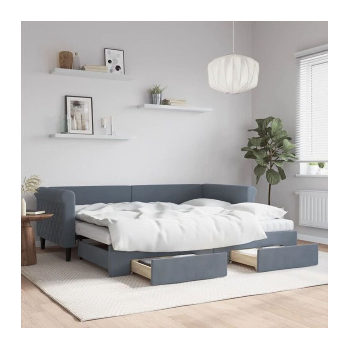 Vidaxl Funktionsbett Tagesbett aus Samt mit Schubladen in Anthrazit B/T/H: 90 x 200 cm - Bild 1