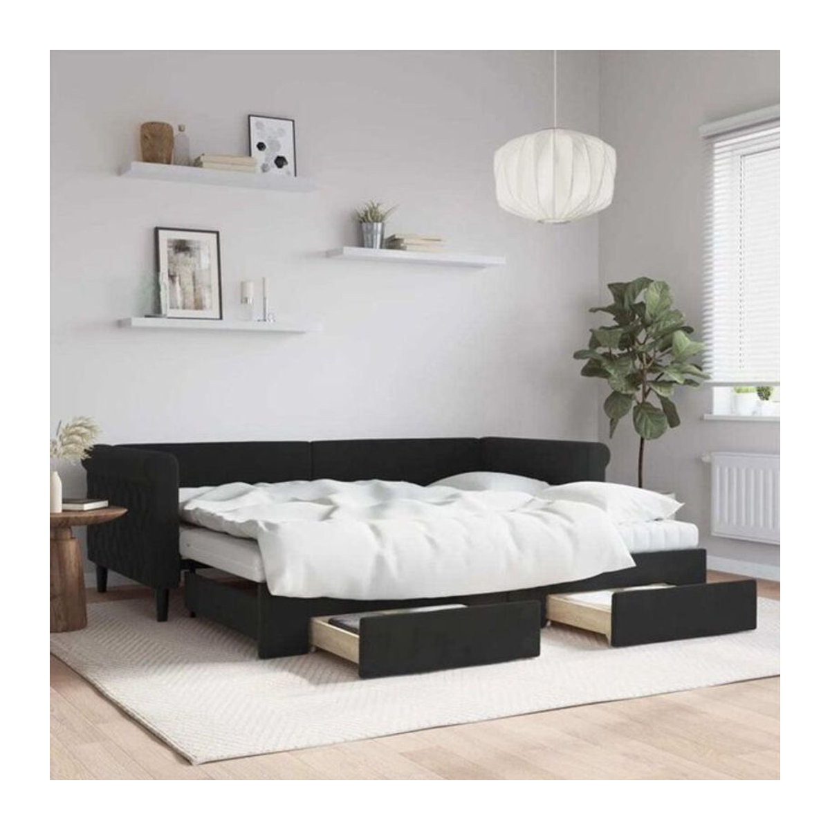 Vidaxl Funktionsbett Tagesbett aus Samt und Metall mit Schubladen Schwarz B: 90 cm, L: 200 cm - Bild 1