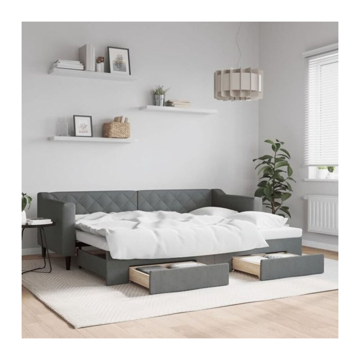 vidaxl Funktionsbett Tagesbett aus Stoff mit Schubladen in Anthrazit B/H: 80 x 200 cm - Bild 1