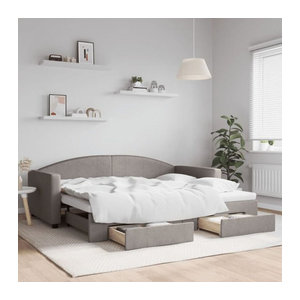 Vidaxl Funktionsbett Tagesbett ausziehbar mit Schubladen in Taupe meliert aus Stoff und Metall B/T/H: 90 x 200 cm