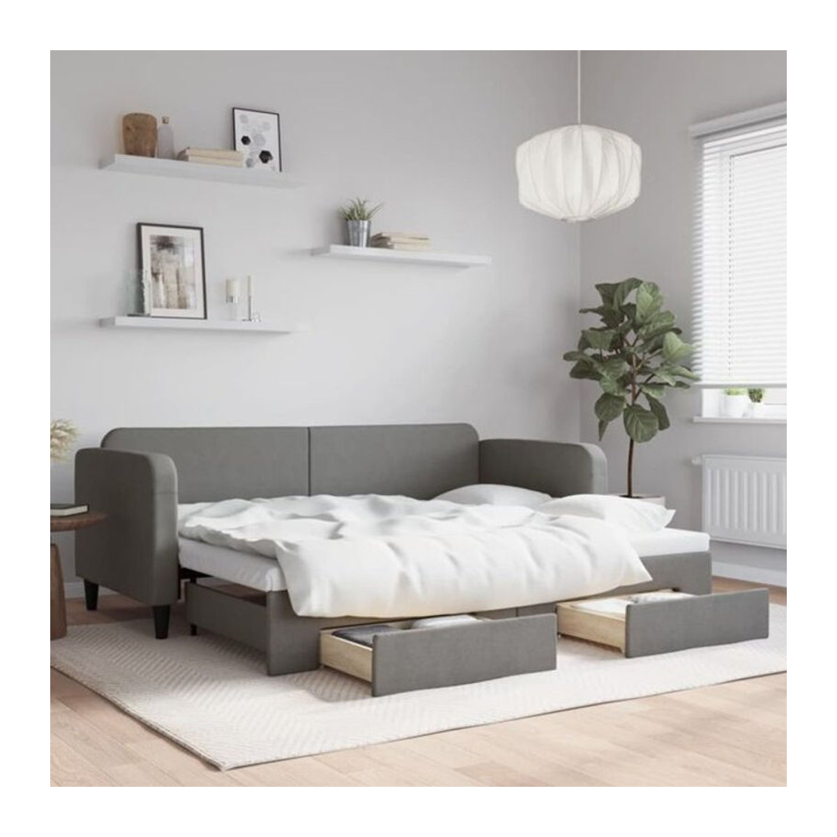vidaxl Funktionsbett Tagesbett mit Schubladen aus Stoff und Metall in Anthrazit Grau B/T: 80 x 200 cm - Bild 1