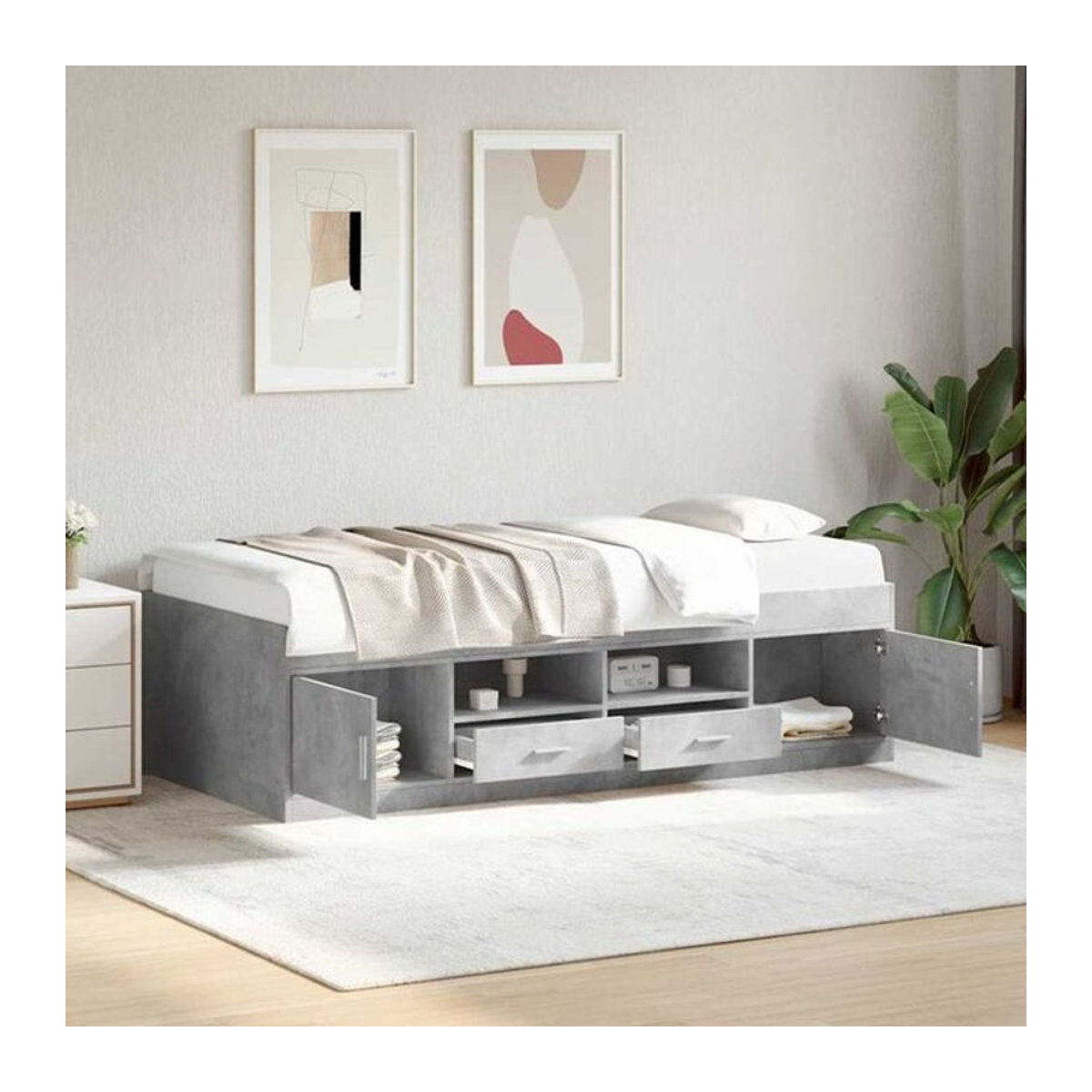 Vidaxl Funktionsbett Tagesbett mit Schubladen in Grau ohne Matratze B/T/H: 190 x 75 cm - Bild 1