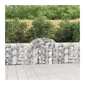 Vidaxl Gabionen mit Hochbogen 15er Set aus verzinktem Eisen in Silber, B/T/H: 200 x 30 x 80/100 cm