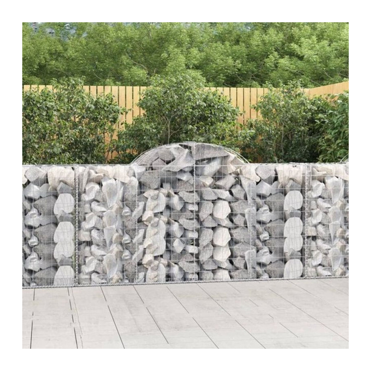 Vidaxl Gabionen mit Hochbogen aus verzinktem Eisen, 18 Stück, Farbe: Silber/Grau, B/T/H: 200 x 50 x 100/120 cm - Bild 1