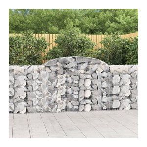 Vidaxl Gabionen mit Hochbogen aus verzinktem Eisen, 30 Stück, Silber/Grau, B: 300 cm, H: 100/120 cm, T: 30 cm