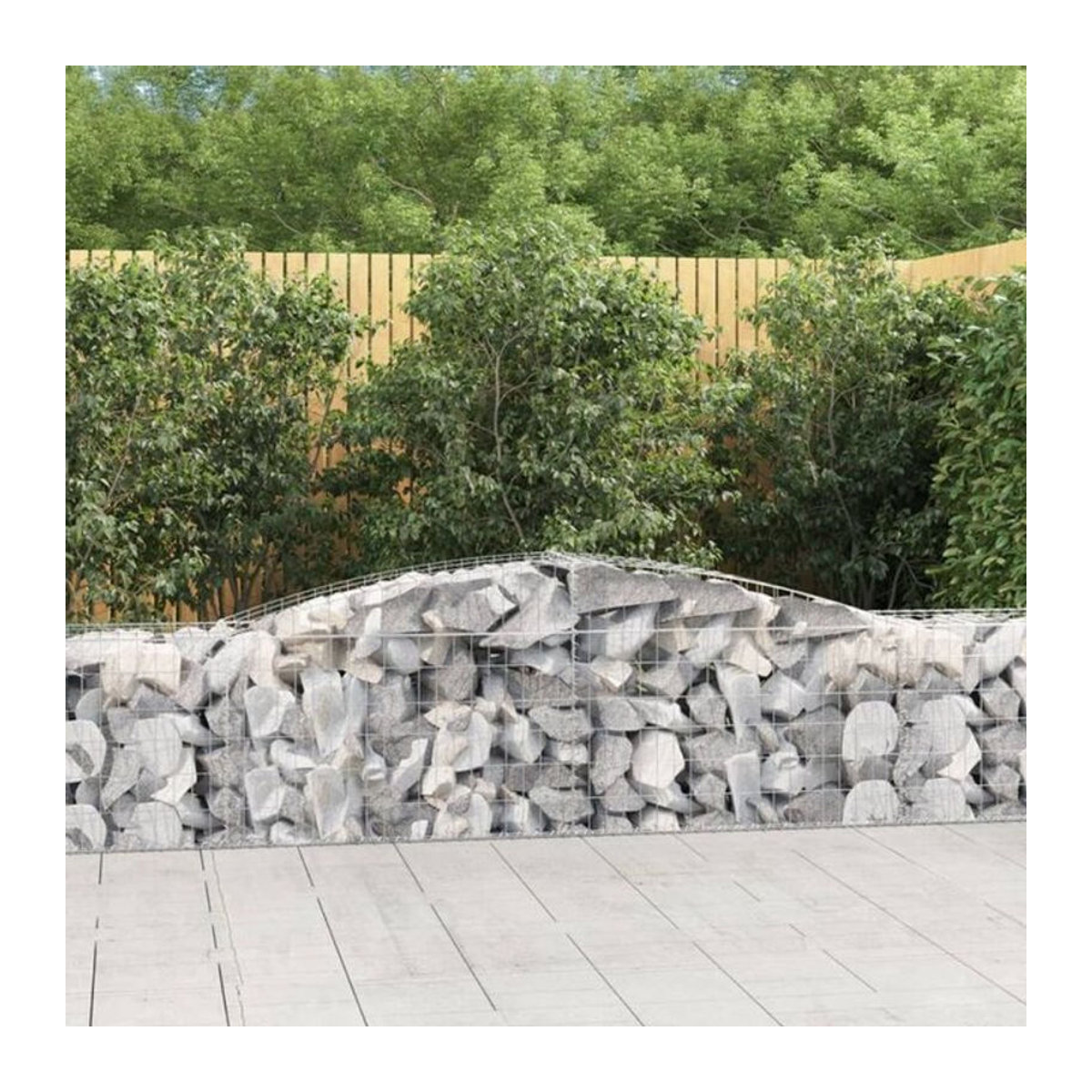 Vidaxl Gabionen mit Hochbogen aus verzinktem Eisen in Silber, 15 Stück, B: 400 cm, H: 50 cm, T: 60/80 cm - Bild 1