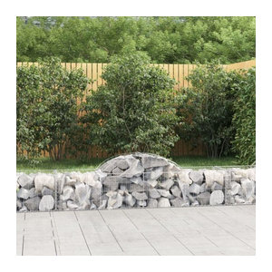 Vidaxl Gabionen mit Hochbogen aus verzinktem Eisen in Silber, 15 Stück, B/T/H: 200 x 50 x 40/60 cm