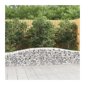 Vidaxl Gabionen mit Hochbogen aus verzinktem Eisen in Silber, 4er Set, B: 400 cm, H: 50 cm, T: 40-60 cm