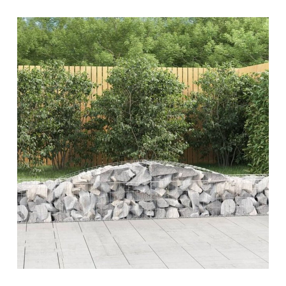 Vidaxl Gabionen mit Hochbogen aus verzinktem Metall in Silber, 3 Stück, B: 400 cm, H: 50 cm, T: 40-60 cm - Bild 1