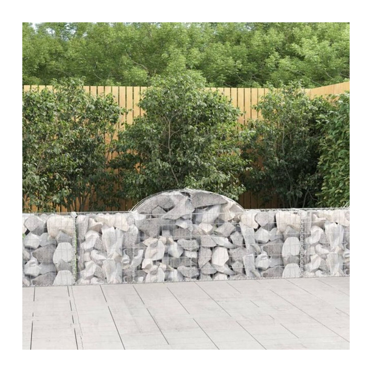 Vidaxl Gabionen mit Hochbogen aus verzinktem Metall in Silber, 3 Stück, B/H: 200 x 30 x 60/80 cm - Bild 1