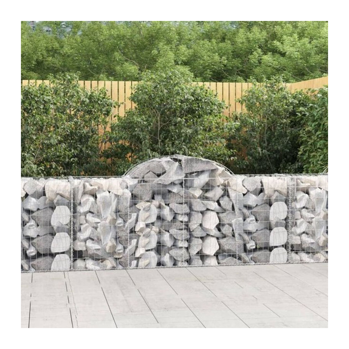 Vidaxl Gabionen mit Hochbogen Set aus verzinktem Eisen in Silber und Grau, 2 Stück, B/T/H: 200 x 50 x 80/100 cm - Bild 1