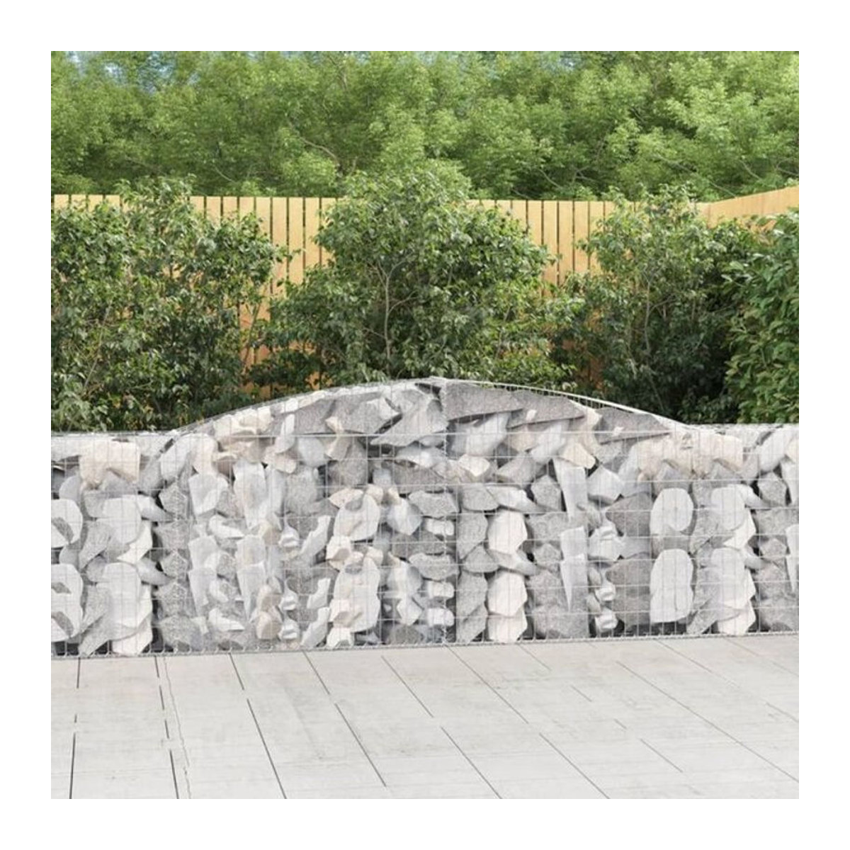 Vidaxl Gabionen mit Hochbogen Set aus verzinktem Eisen in Silber und Grau, 4 Stück, B/T/H: 400 x 30 x 100/120 cm - Bild 1