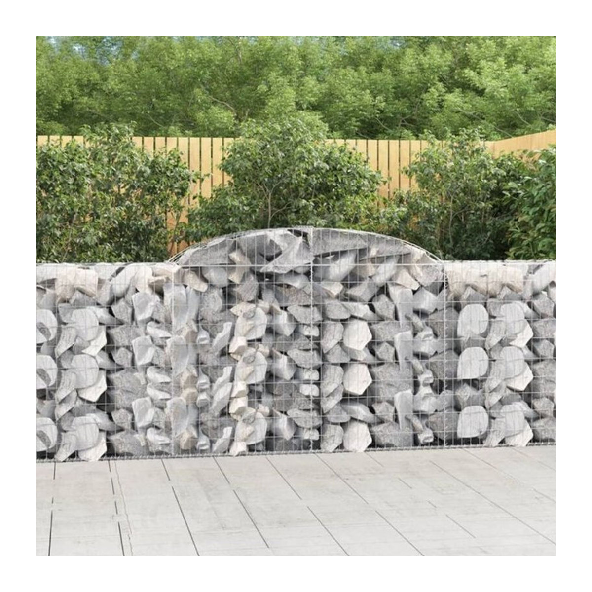 Vidaxl Gabionen Set mit Hochbogen aus verzinktem Eisen in Silber, 9 Stück, B/T/H: 300 x 50 x 100/120 cm - Bild 1