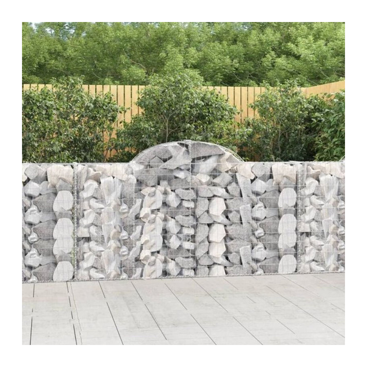 Vidaxl Gabionen Set mit Hochbogen aus verzinktem Eisen in Silber und Grau, 7 Stück, B: 200 cm, T: 30 cm, H: 100/120 cm - Bild 1