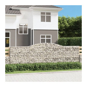 Vidaxl Gabionen Set mit Hochbogen aus verzinktem Metall in Silber, 9 Stück, B: 400 cm, H: 120/140 cm, T: 50 cm