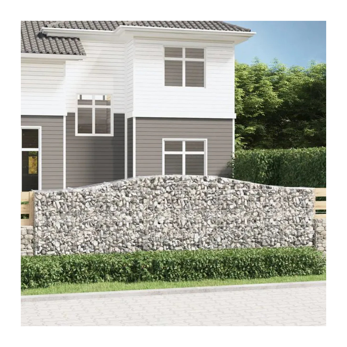 Vidaxl Gabionenkorb Set aus verzinktem Metall in Alufarben, 7 Stück, B/T/H: 400 x 50 x 120/140 cm - Bild 1