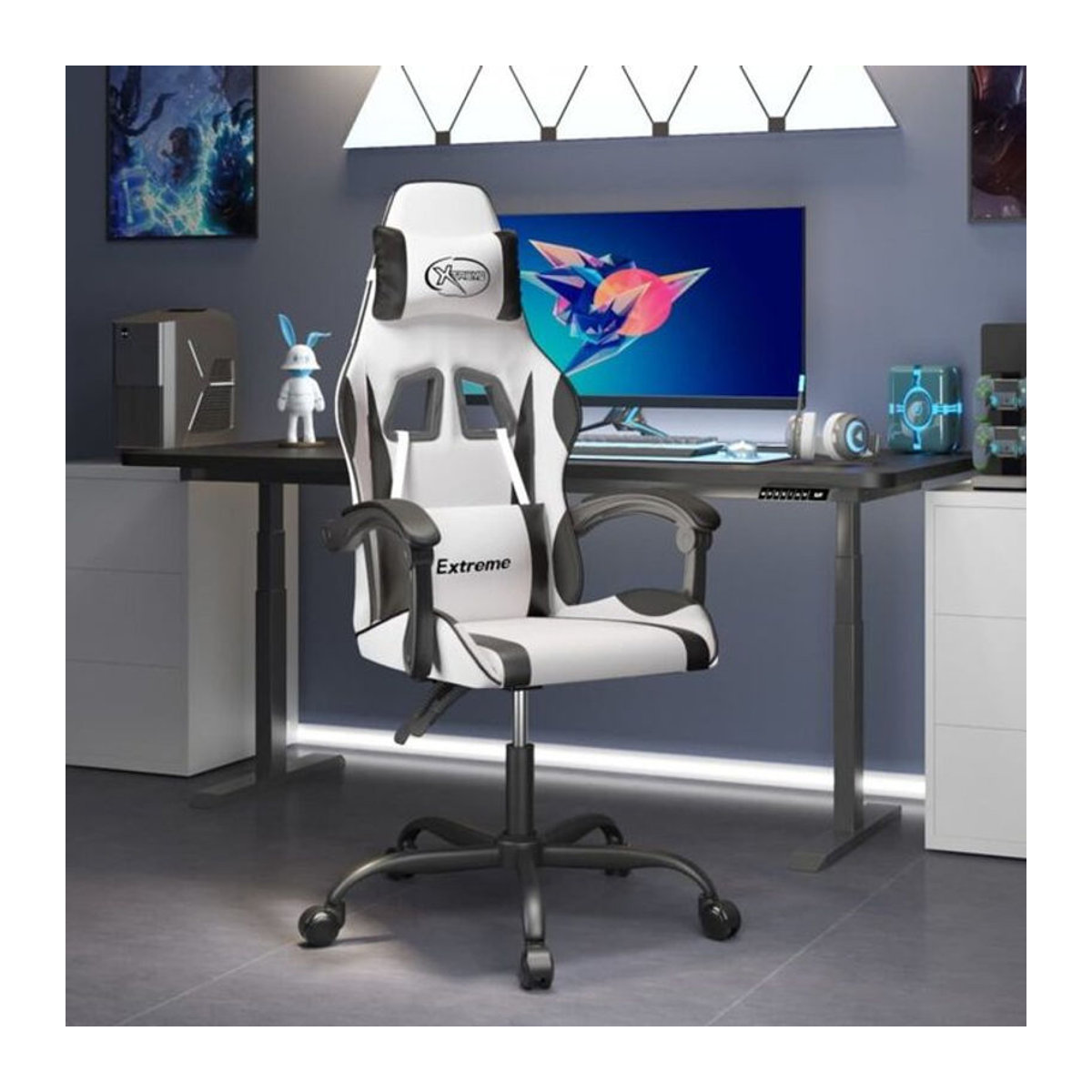 vidaxl Gamingstuhl aus Kunstleder in Schwarz/Weiß - Bild 1