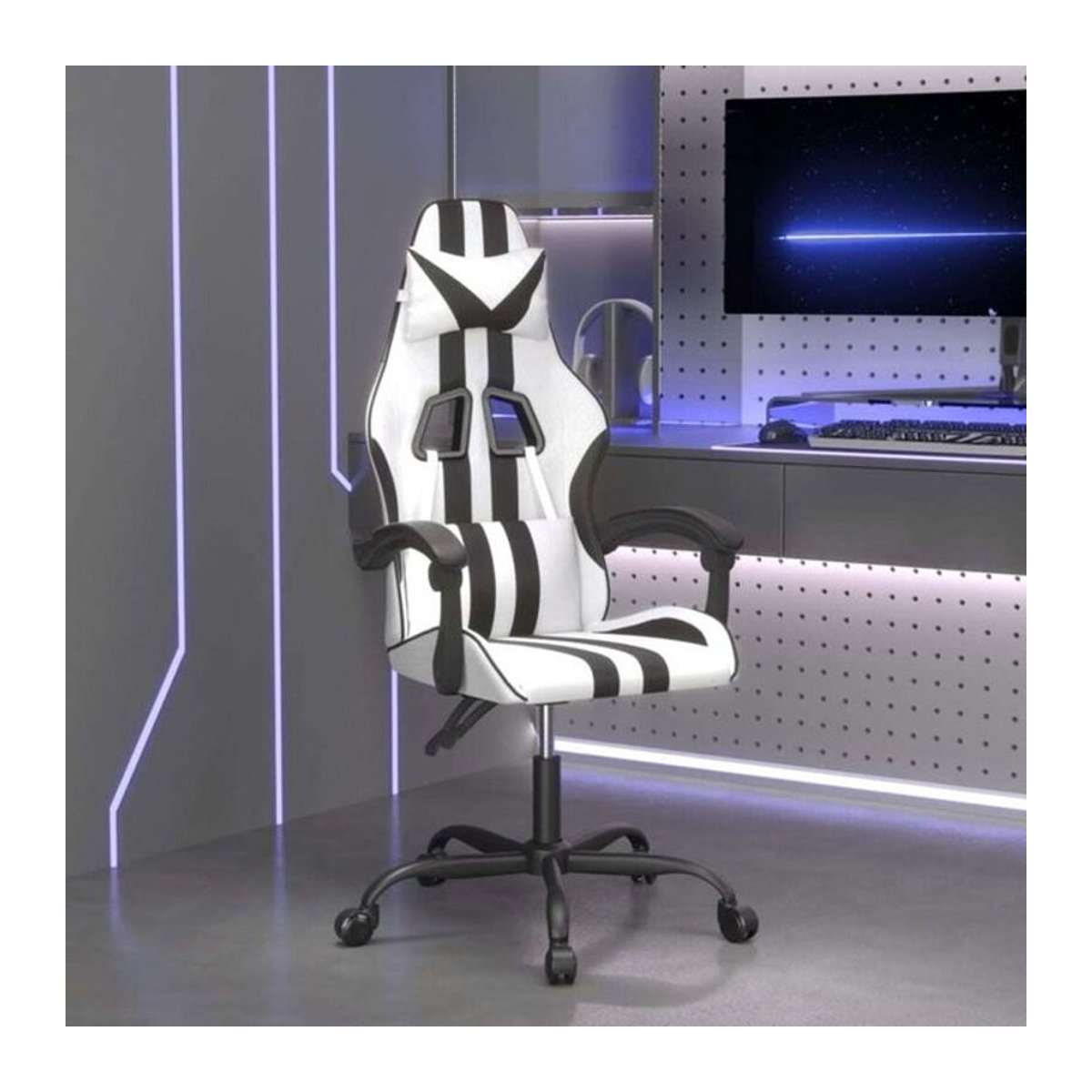 vidaxl Gamingstuhl aus Kunstleder in Weiß und Schwarz - Bild 1