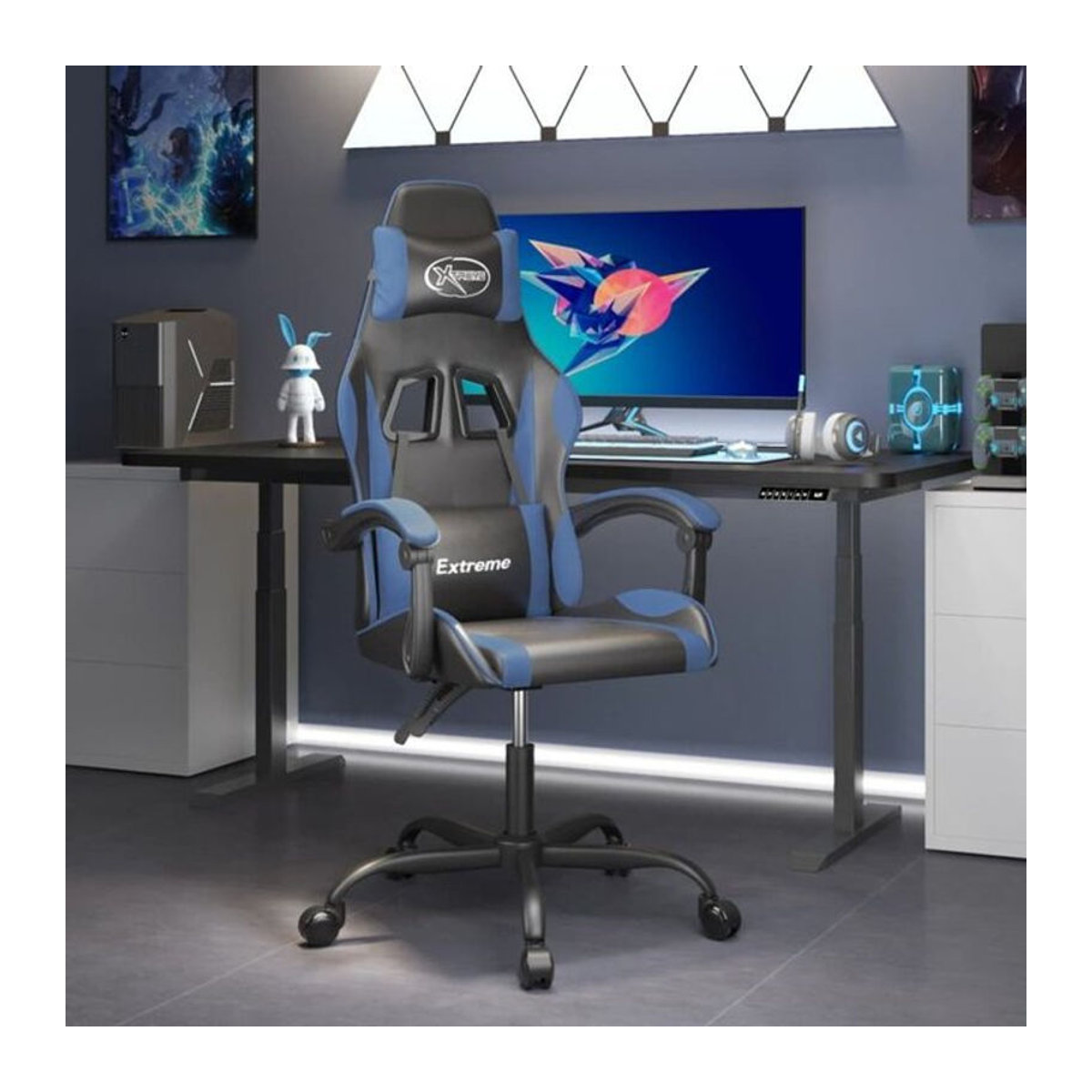 vidaxl Gamingstuhl aus Kunstleder und Metall in Schwarz und Blau - Bild 1