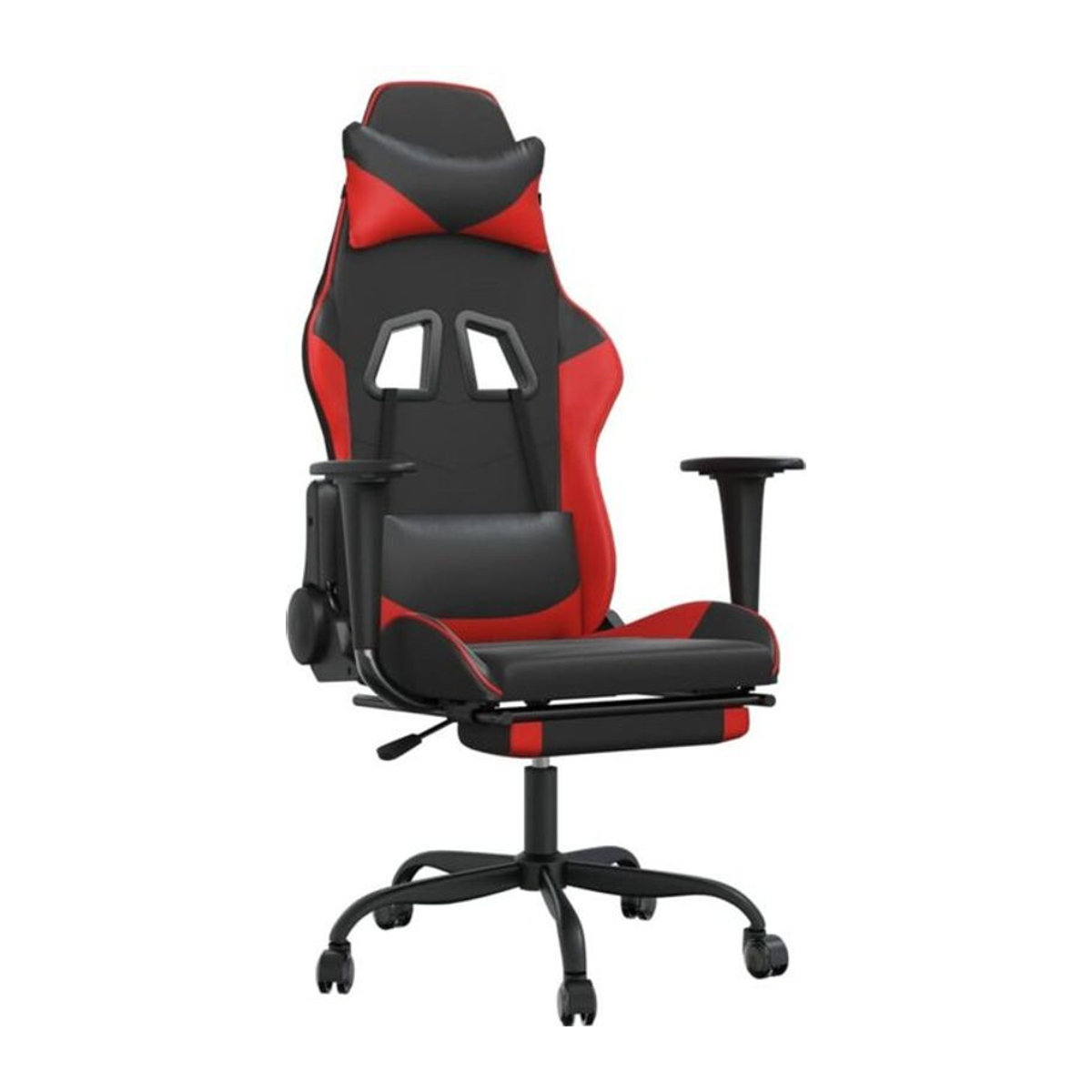 vidaxl Gamingstuhl mit Fußstütze aus Kunstleder in Schwarz/Rot - Bild 1
