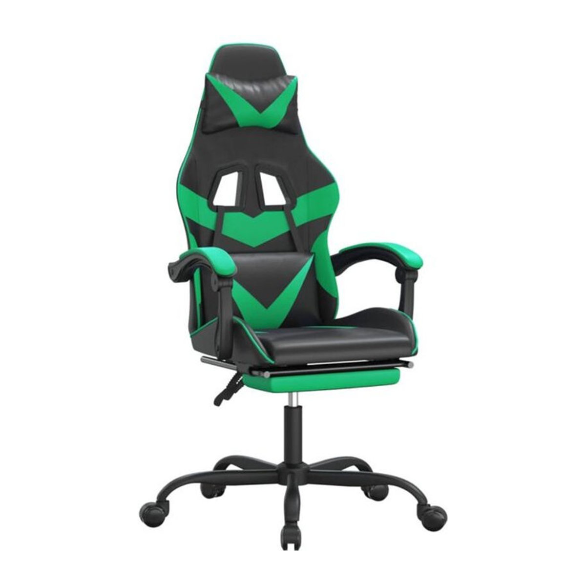 vidaxl Gamingstuhl mit Fußstütze aus Kunstleder in Schwarz und Grün - Bild 1